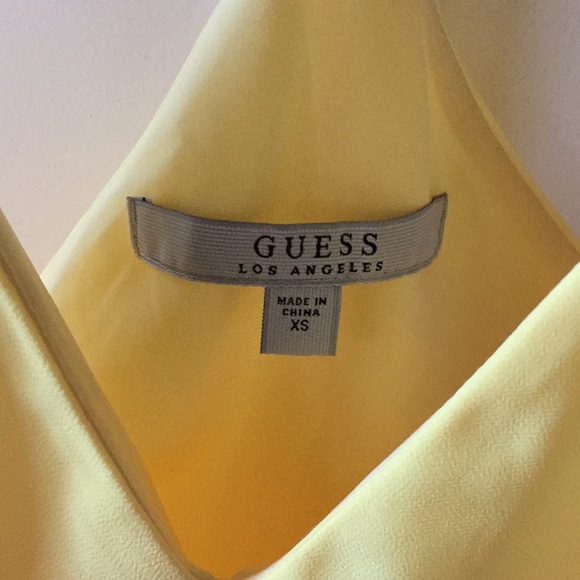 Guess Ruffle Chiffon Mini Dress Yellow, NWOT - Picture 2 of 7